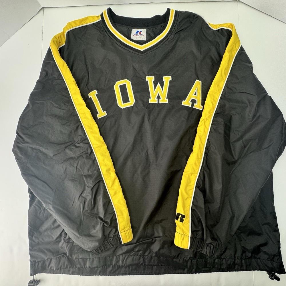 VTG 90s Iowa Hawkeyes Russell Pullover Windbreaker Jacket Lined Adult L EX Cond